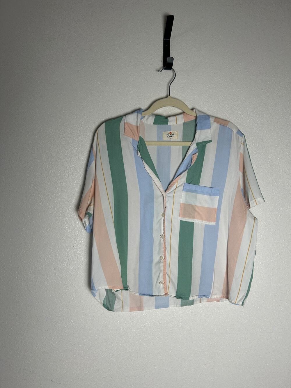 Marine Layer Short Sleeve Button Down Striped PJ Top Size Extra Large